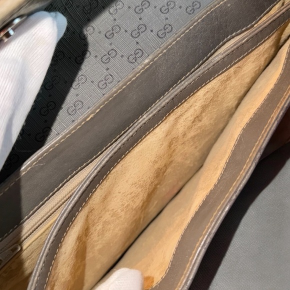 Gucci Gray/Blue Monogram Shoulder Bag with Silver Accents - Picture 12 of 12